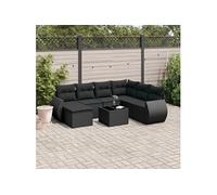 Vidaxl Salon De Jardin 8 Pcs Avec Coussins Noir Résine Tressée