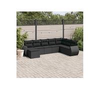 vidaXL 8-delige Loungeset met kussens poly rattan zwart3254092 G