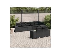 Vidaxl Salon De Jardin 8 Pcs Avec Coussins Noir Résine Tressée