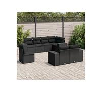 vidaXL 8-delige Loungeset met kussens poly rattan zwart3255172 G