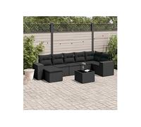 Vidaxl Salon De Jardin 8 Pcs Avec Coussins Noir Résine Tressée