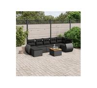 Vidaxl Salon De Jardin 8 Pcs Avec Coussins Noir Résine Tressée