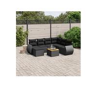 vidaXL 8-delige Loungeset met kussens poly rattan zwart3257448 G