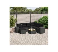 Vidaxl Salon De Jardin 8 Pcs Avec Coussins Noir Résine Tressée