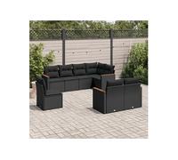 8-delige Loungeset met kussens poly rattan zwart3258562