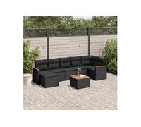 Vidaxl Salon De Jardin 8 Pcs Avec Coussins Noir Résine Tressée