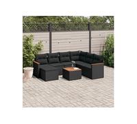 Vidaxl Salon De Jardin 8 Pcs Avec Coussins Noir Résine Tressée
