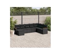 Vidaxl Salon De Jardin 8 Pcs Avec Coussins Noir Résine Tressée