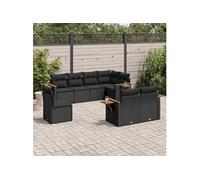 Vidaxl Salon De Jardin 8 Pcs Avec Coussins Noir Résine Tressée