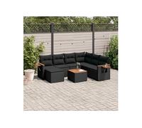 Vidaxl Salon De Jardin 8 Pcs Avec Coussins Noir Résine Tressée