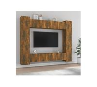 vidaXL 8-delige Tv-meubelset bewerkt hout gerookt eikenkleurig3114235 Marron G