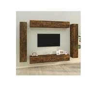 vidaXL 8-delige Tv-meubelset bewerkt hout gerookt eikenkleurig3114299 Marron G