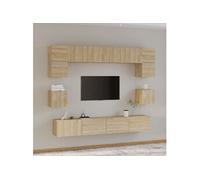 vidaXL 8-delige Tv-meubelset bewerkt hout sonoma eikenkleurig3114416 Marron G