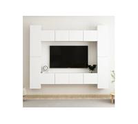 vidaXL 8-delige Tv-meubelset bewerkt hout wit3078650 Blanc G