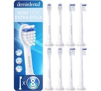 8 demirdental Mini Extra Doux Têtes de brosse à dent pour Philips Sonicare Blanc