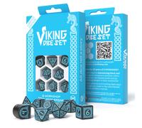 8 Dés Viking Q-Workshop Noirs Turquoise 20e Anniversaire Limitée