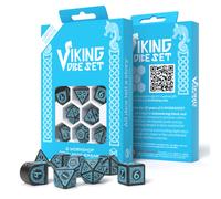 8 Dés Viking Q-Workshop Noirs Turquoise 20e Anniversaire Limitée