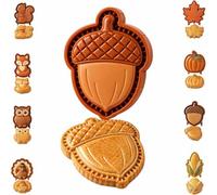 8-Design Fall Mini Pie Mold Collection, Reusable Embossed Hand Pie Maker，C | Reusable Hand Pie Molds with Embossed Shapes, For Shaping Detailed Owl, Fox, Turkey, Acorn & More Autumn Baking Tools
