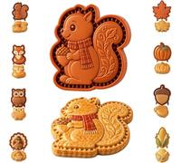 8-Design Fall Mini Pie Mold Collection, Reusable Embossed Hand Pie Maker，G | Reusable Hand Pie Molds with Embossed Shapes, For Shaping Detailed Owl, Fox, Turkey, Acorn & More Autumn Baking Tools