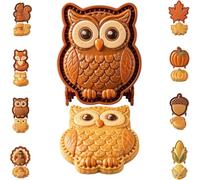8-Design Fall Mini Pie Mold Collection, Reusable Hand Pie Molds with Embossed Shapes, Dough Presser Pocket Pie Maker for Thanksgiving Baking, Mini Pastry Shaper Tool for Home Bakers，Owl