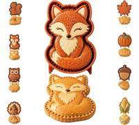 8-Design Fall Mini Pie Mold Collection, Reusable Hand Pie Molds with Embossed Shapes, Dough Presser Pocket Pie Maker for Thanksgiving Baking, Mini Pastry Shaper Tool for Home Bakers，Fox