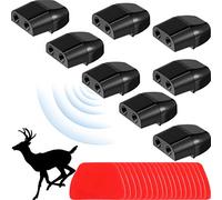 8 Dispositifs de Voiture d'Animal Avertissement de Cerf Dispositifs de Cerf à Double Construction Sifflet de Corne d'Alerte Animale Répulsifs, 28 Bandes Adhésives (Noir)