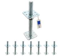 8 Embases pied de poteau réglable par vis - à visser - Platine 80x80mm - M24 - Acier galvanisé - Fabrication Europe