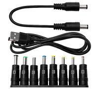 8-en-1 Adaptateur D'alimentation DC, KUOQIY 5.5x2.1 mm Femelle à Mâle Adaptateur, Barrel Jack Connecteur, avec 2 Pièces Câble, pour Ventilateurs, Routeurs, lampes de Bureau, Ordinateurs