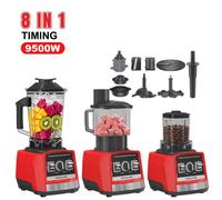 8 en 1 Blender 9500W 32000 tr/min grande capacité de 3 L comprend 5 tasses + râpe/trancheuse + pétrin.