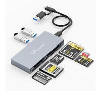 8-en-1 CFexpress B Type Card Reader with 2 10Gbps USB, USB3.2 Gen2 10Gbps CF Express Card Reader Hub for CFexpress B/SD/TF/CF/XD/MS/USB Types, for Windows/Mac/Linux, Reads 8 Ports Simultaneous