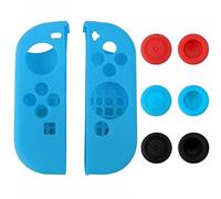 8 en 1 de protection en silicone Peau Douce Coque avec Sticks Grips Caps Coque pour Nintendo commutateur Joy-con Skin pour manette Bleu