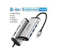 (8-en-1 HDMI RJ45) Vention USB C HUB Type C vers USB 3.0 Station d'accueil USB C HDMI RJ45 4K compatible