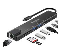 8 en 1 Hub/Adaptateur USB C avec RJ45 Ethernet, 4K HDMI, 100W PD, Lecture de Carte SD/TF, USB 3.0, Type C Adaptateur Multiport pour MacBook Pro/Air, iPad Pro, iMac, Série iPhone16/15, Galaxy (Noir)