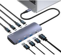 8-en-1 Hub USB C avec HDMI 4K60Hz, 4 USB-C+3 USB-A 3.2 10 Gbit/s, 100W PD