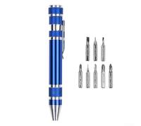 8 en 1 Jeu de tournevis avec embouts en acier au chrome vanadium, mini outil de style stylo pour petits appareils électroniques, ordinateur portable, réparation mobile - Bleu