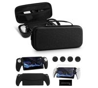 8 en 1 Kit D'accessoires Compatible avec Playstation Portal, Pochette Portable Rigide avec Housse Protection En Silicone Compatible avec PS5, Protecteur D'écran Avec 4 Thumb Grips, Noir