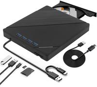 8 en 1 Lecteur Blu-Ray Externe, Portable Lecteur Blu Ray Externe, Lecteur DVD/BD Graveur Blu Ray avec USB 3.0 Type-C, 3D DVD CD Graveur Optical Bluray Drive pour PC Windows 11 10 8 7