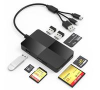 8 en 1 Lecteur Carte SD USB pour SD/TF/CF/XD/MS/Micro SD, Adaptateur Carte SD pour iPhone/iPad/Windows/Mac OS/Chrome OS/Linux, Memory Stick Pro Duo Adaptateur avec Lightning+USB A+USB C