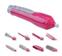 8-En-1 Multi-Fonction Style Professionnel Electrique Seche-Cheveux Ensemble De Seche-Cheveux Bigoudi Forme Brosse Peigne Air Chaud Eu Plug-Rose Rouge