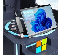 8 en 2 Surface Pro 9 Pro 8 Station d'accueil, Surface Pro 8 Hub avec 4K HDMI, 100W Thunerbolt 4 (Afficher+données+chargement PD), USB C (données), audio, 2 USB 3.0, carte TF/SD pour Microsoft Surface