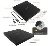 8 en1 Lecteur CD/DVD Externe pour PC, USB 3.0 et USB-C Graveur Enregistreur Pour Windows/MacOS