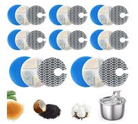 8 ensembles Filtre Fontaine Eau de Rechange pour Chat Chien, Lot de 24 Filtres Filtre décuplé avec Résine, Charbon Actif, 8D Éponge pour LTZGO Animaux Fontaine à Fleur Boire de remplacement Round