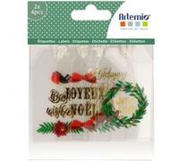 Étiquettes cadeaux - ARTEMIO - Joyeux Noël - transparentes - lot de 8 - 4,5 x 7,5 cm