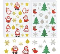 8 Feuille 204pcs Autocollants Noël Stickers Paillettes - Flocon De Neige, Père Noël, Bonhomme De Neige, Arbre, Étoile - Décoration Pour Carte, Scrapbooking, Calendrier, Bois, Fenêtre