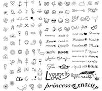 8 Feuilles 120 Pièces Tatouages ¿¿Temporaires À Coller Sur Lettrage Petits Motifs Sur Mots Motivants Faux Tatouage Noir Adhésif Tatouages ¿¿Autocollants Pour Femmes Hommes