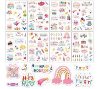 8 Feuilles 300+ Joyeux Anniversaire Stickers Autocollants Scrapbooking en Français Happy Birthday Bougie Gâteau Ballons Décoration DIY pour Fête Album Photo Livre D'Or Invitation d’Anniversaire