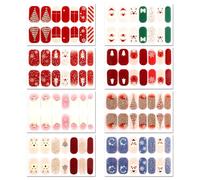 8 Feuilles Autocollant Ongles Noël Sticker 3D Nail Art Stickers Auto-adhésif Sapin Flocon de Neige Manucure DIY Noël Ongles