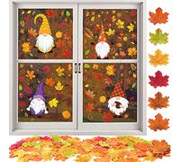 8 Feuilles Autocollants Fenêtre d'Automne Feuille d'Érable et 100pcsFeuilles d'Erable Artificielles Plante Stickers Automne Carnaval Décoration DIY pour Thanksgiving Jardin Mariage Party