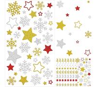 8 Feuilles Autocollants Noël, Paillettes Gommettes Noel, Stickers Noël Doré, Étiquettes Autocollantes En Forme D'étoile Et De Flocons De Neige,Pour Bricolage,Cartes,Cadeau De Noël Décoration