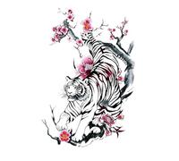 8 feuilles de faux tatouages temporaires imperméables for femmes, motif rose, motif Roi Lion, animal, renard, bras, totem(26)